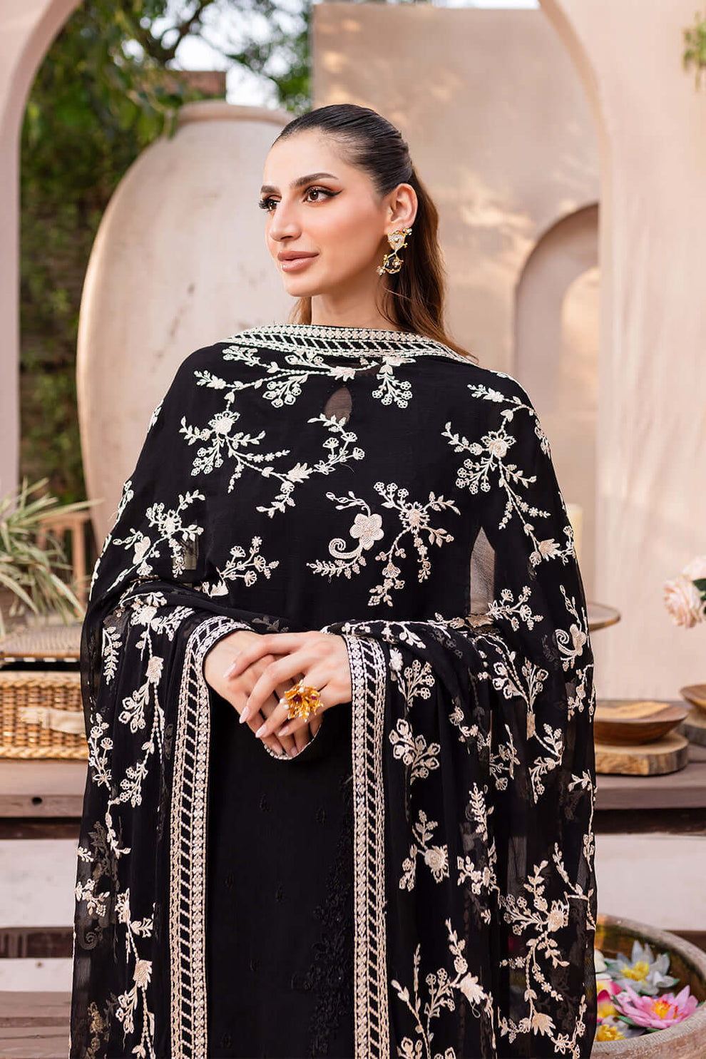 AZR - 3PC LAWN EMBROIDERED UNSTITCHED (BLACK)