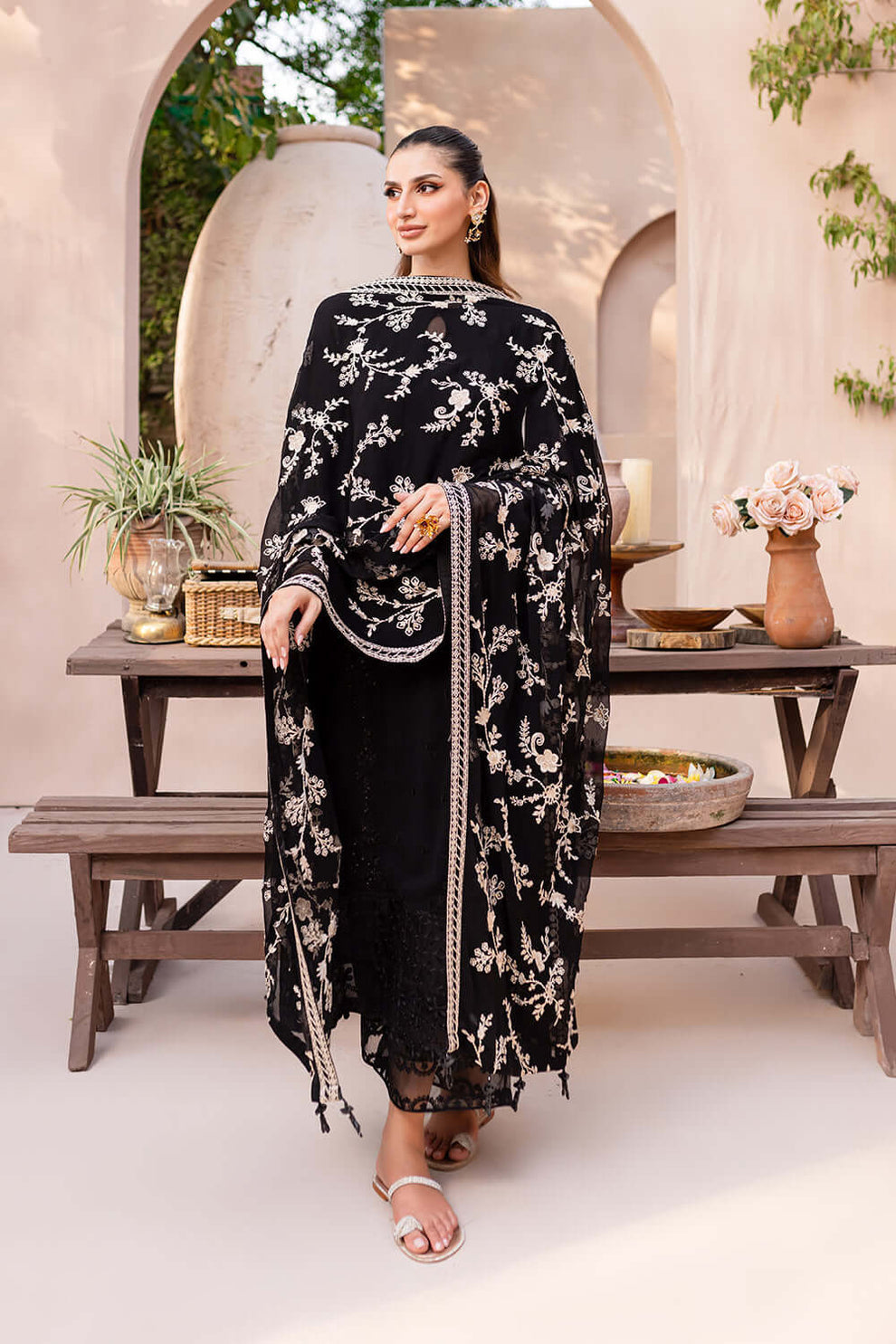 AZR - 3PC LAWN EMBROIDERED UNSTITCHED (BLACK)
