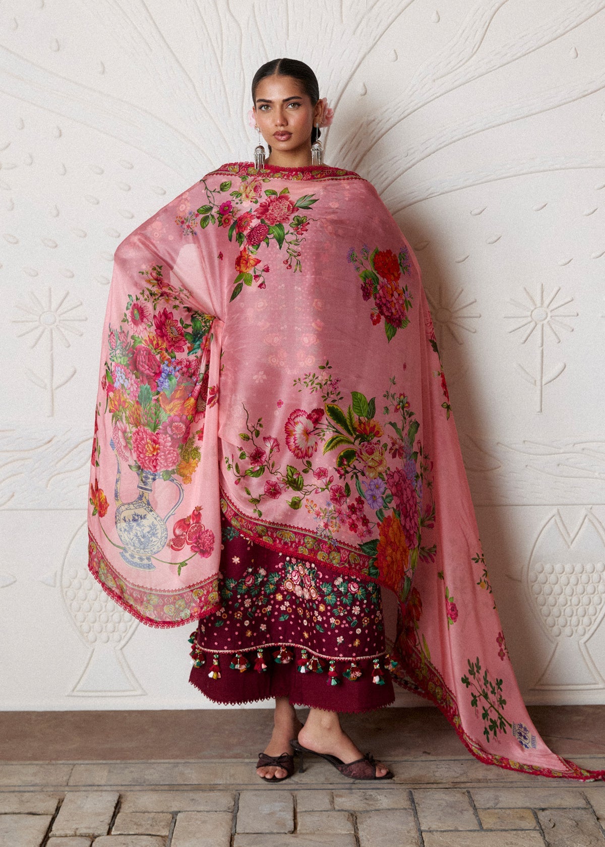 HNR - 3PC LAWN EMBROIDERED UNSTITCHED (MAROON)