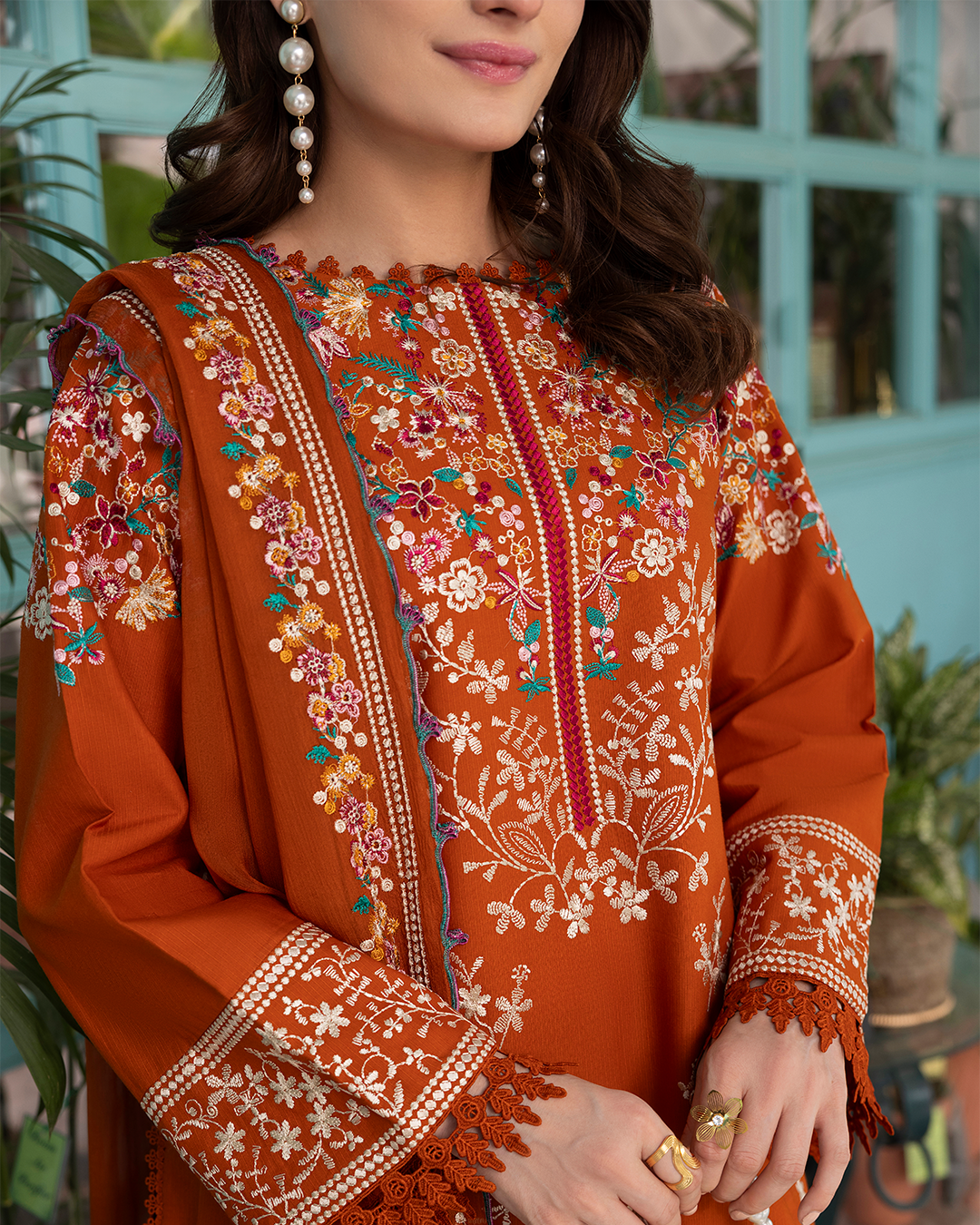 BTK - 3PC LAWN EMBROIDERED UNSTITCHED (RUST)