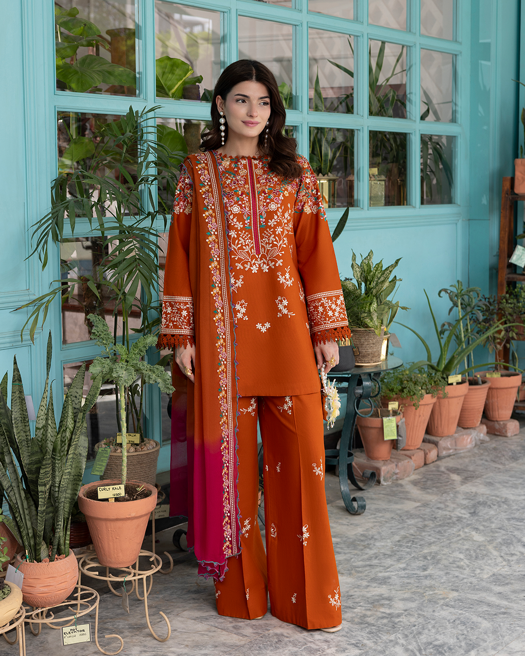 BTK - 3PC LAWN EMBROIDERED UNSTITCHED (RUST)