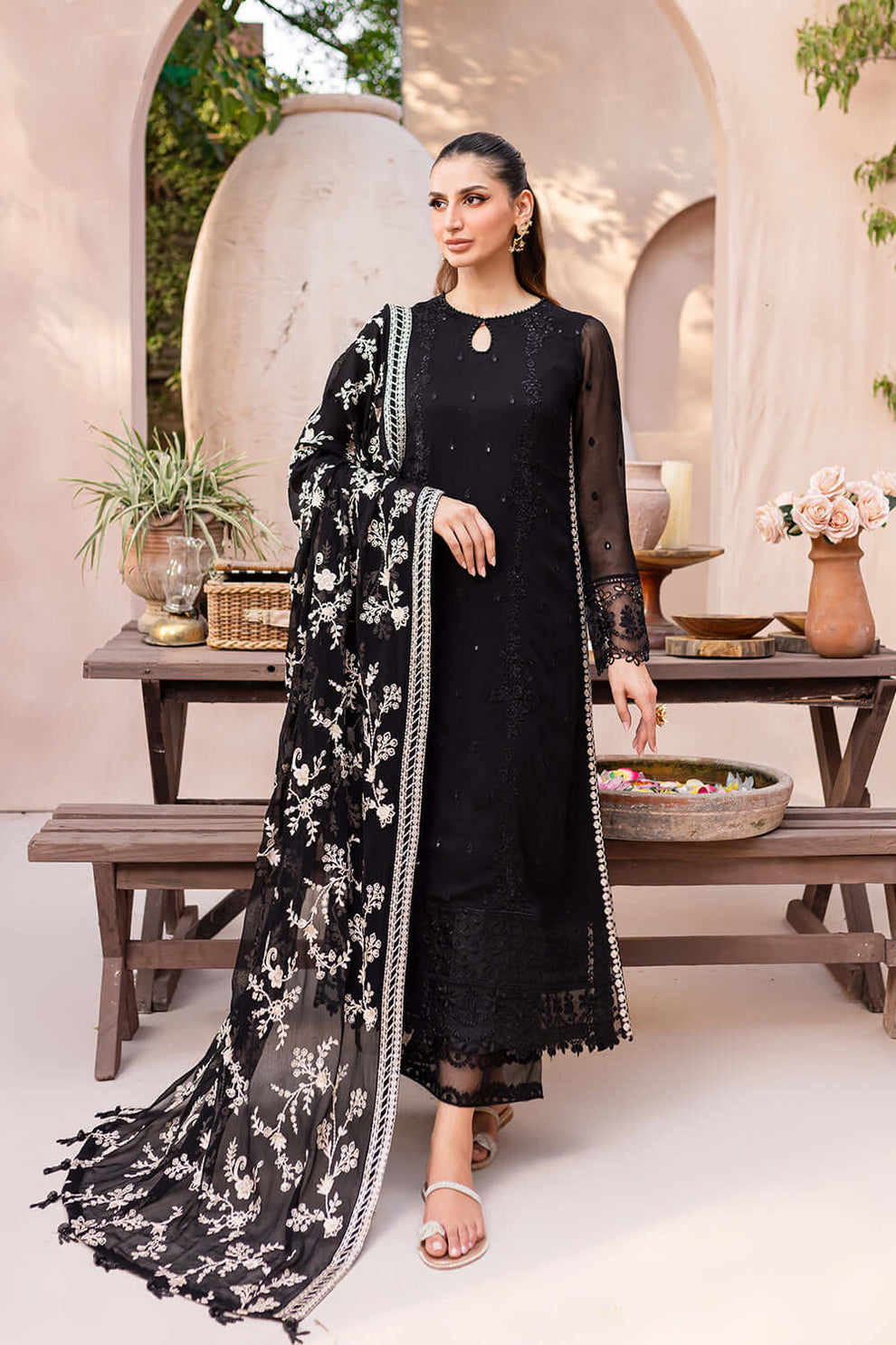 AZR - 3PC LAWN EMBROIDERED UNSTITCHED (BLACK)