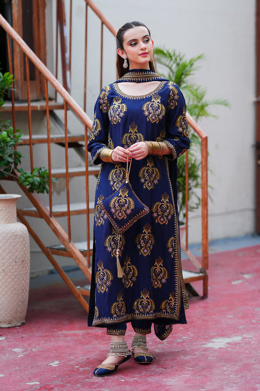 MRB - 3PC LAWN EMBROIDERED UNSTITCHED (BLUE)