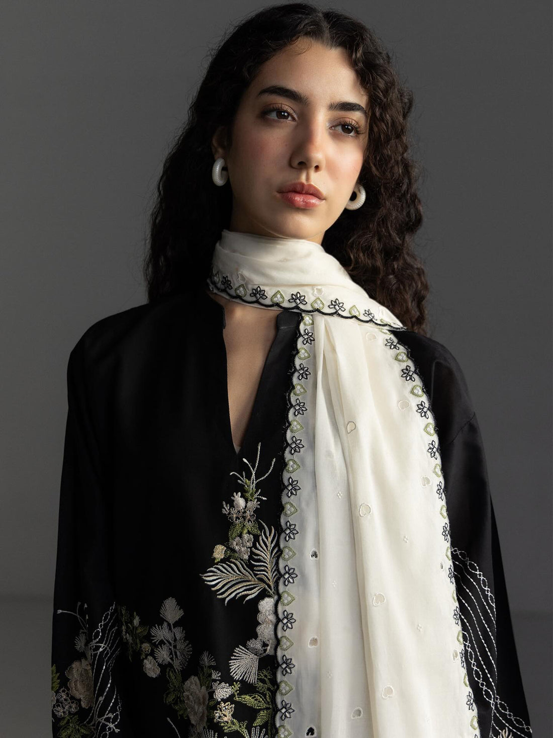 ZSJ - 3PC LAWN EMBROIDERED UNSTITCHED (BLACK)