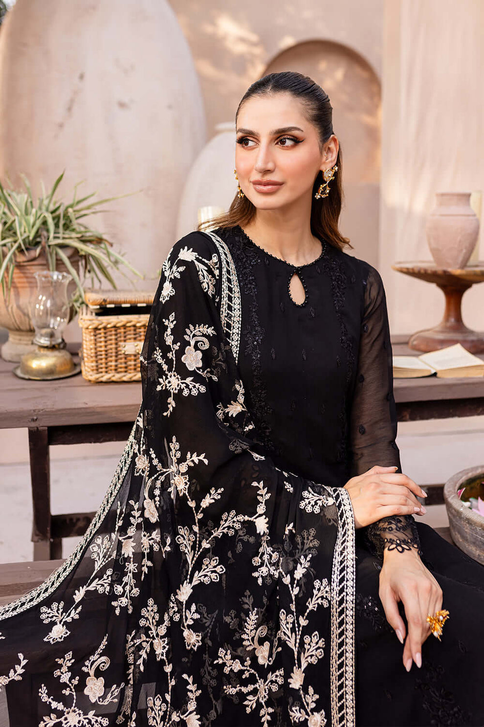 AZR - 3PC LAWN EMBROIDERED UNSTITCHED (BLACK)
