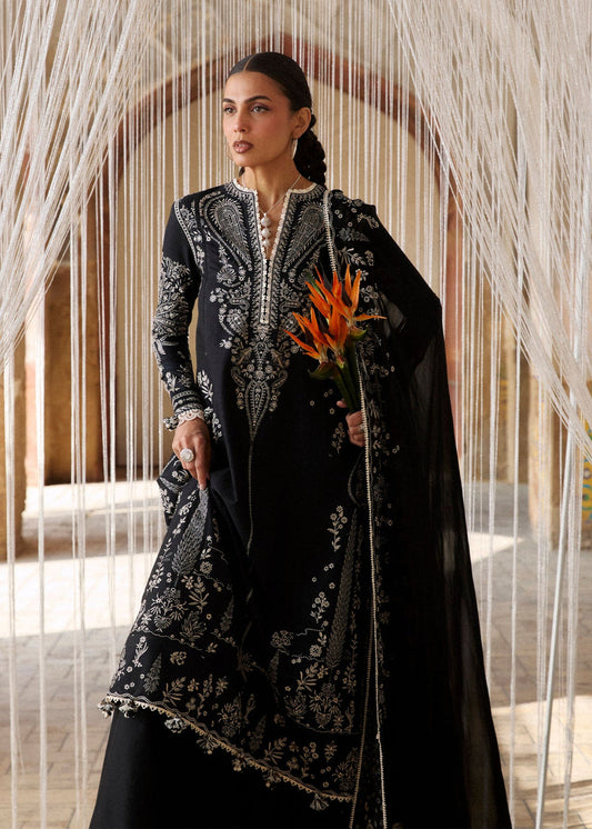 HNR - 3PC LAWN EMBROIDERED UNSTITCHED (BLACK)